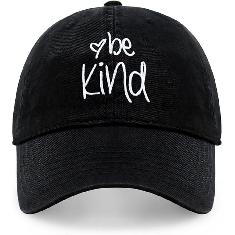 Unisex Black 100%Cotton Be Kind Embroidered Adjustable Size Classic Baseball Cap